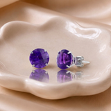 8mm Round Gemstone Stud Earrings in 10K Gold