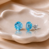 8mm Round Gemstone Stud Earrings in 10K Gold
