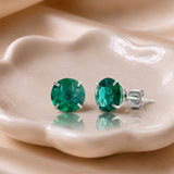 8mm Round Gemstone Stud Earrings in 10K Gold
