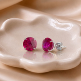 8mm Round Gemstone Stud Earrings in 10K Gold