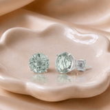 8mm Round Gemstone Stud Earrings in 10K Gold