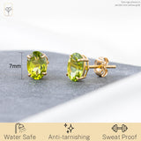 Oval Solitaire Gemstone Studs in 14k Gold