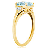 Cushion Cut Three Stone Ring in 10K Gold