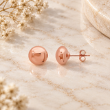 Unisex 14K Rose Gold Ball Stud Earrings