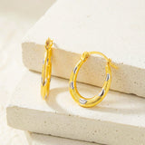 Two Tone Oval Hoop Earrings in 14K Gold