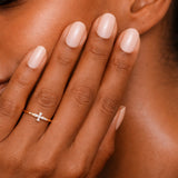 Classic Cross CZ Gold Ring in 10K Gold