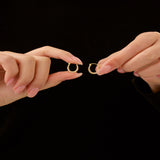Two Tone Oval Hoop Earrings in 14K Gold