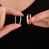 18MM Rectangular Diamond Cut  Hoops in 14K Gold