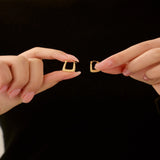 Yellow Rectangle Hoops  in Solid 14K Gold