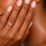 Classic Cross CZ Gold Ring in 10K Gold