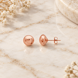 Unisex 14K Rose Gold Ball Stud Earrings