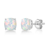 Cushion-Cut Solitaire Gemstone Studs in 14k Gold