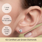 Everyday Solitaire Lab Diamond Studs in 14k Gold, IGI Certified