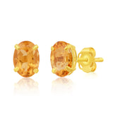 Oval Solitaire Gemstone Studs in 14k Gold