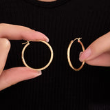 Satin Finish Diamond-Cut Round Hoop Earrings  in 14k Gold