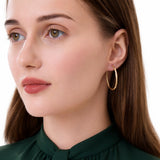 Satin Finish Diamond-Cut Round Hoop Earrings  in 14k Gold
