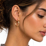 Classic Square Tubed Hoop Earrings in 14K gold