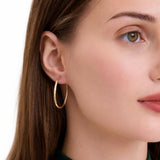 Satin Finish Diamond-Cut Round Hoop Earrings  in 14k Gold