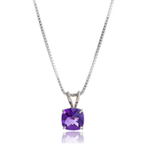 6mm Cushion Gemstone Pendant with 18" Chain