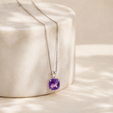 6mm Cushion Gemstone Pendant with 18" Chain