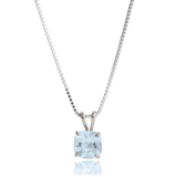 6mm Cushion Gemstone Pendant with 18" Chain