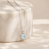 6mm Cushion Gemstone Pendant with 18" Chain