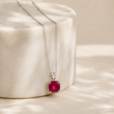 6mm Cushion Gemstone Pendant with 18" Chain