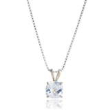 6mm Cushion Gemstone Pendant with 18" Chain