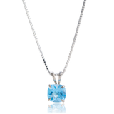 6mm Cushion Gemstone Pendant with 18" Chain