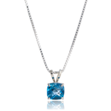 6mm Cushion Gemstone Pendant with 18" Chain