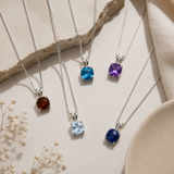 6mm Cushion Gemstone Pendant with 18" Chain