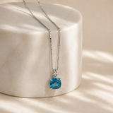 6mm Cushion Gemstone Pendant with 18" Chain