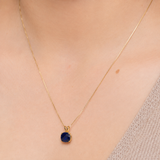 14K Gold 8mm Cushion Cut Birthstone Pendant Necklace