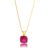 14K Gold 8mm Cushion Cut Birthstone Pendant Necklace