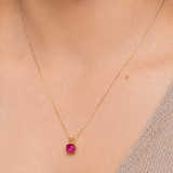14K Gold 8mm Cushion Cut Birthstone Pendant Necklace