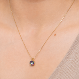 14K Gold 8mm Cushion Cut Birthstone Pendant Necklace