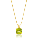 14K Gold 8mm Cushion Cut Birthstone Pendant Necklace