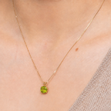 14K Gold 8mm Cushion Cut Birthstone Pendant Necklace