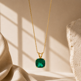 14K Gold 8mm Cushion Cut Birthstone Pendant Necklace