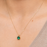 14K Gold 8mm Cushion Cut Birthstone Pendant Necklace