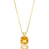 14K Gold 8mm Cushion Cut Birthstone Pendant Necklace