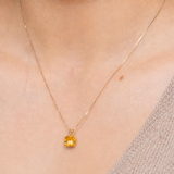 14K Gold 8mm Cushion Cut Birthstone Pendant Necklace