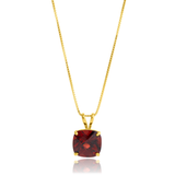 14K Gold 8mm Cushion Cut Birthstone Pendant Necklace