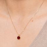 14K Gold 8mm Cushion Cut Birthstone Pendant Necklace