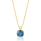 14K Gold 8mm Cushion Cut Birthstone Pendant Necklace