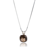 8mm Cushion Cut Birthstone Pendant Necklace in 925 Silver