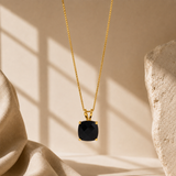 14K Gold 8mm Cushion Cut Birthstone Pendant Necklace