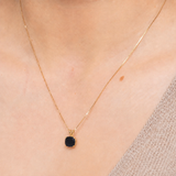 14K Gold 8mm Cushion Cut Birthstone Pendant Necklace