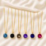 14K Gold 8mm Cushion Cut Birthstone Pendant Necklace