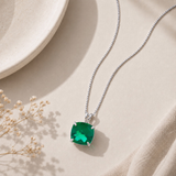 8mm Cushion Cut Birthstone Pendant Necklace in 925 Silver